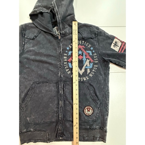 Alflication American Customs Biker Eagle Black Zip Hoodie Mens Size S (40)